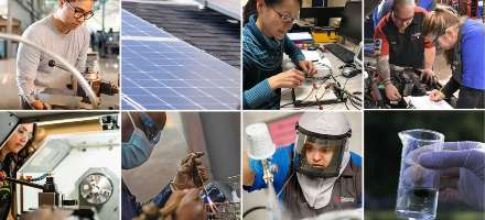 Collage of students involved in various career-technical roles